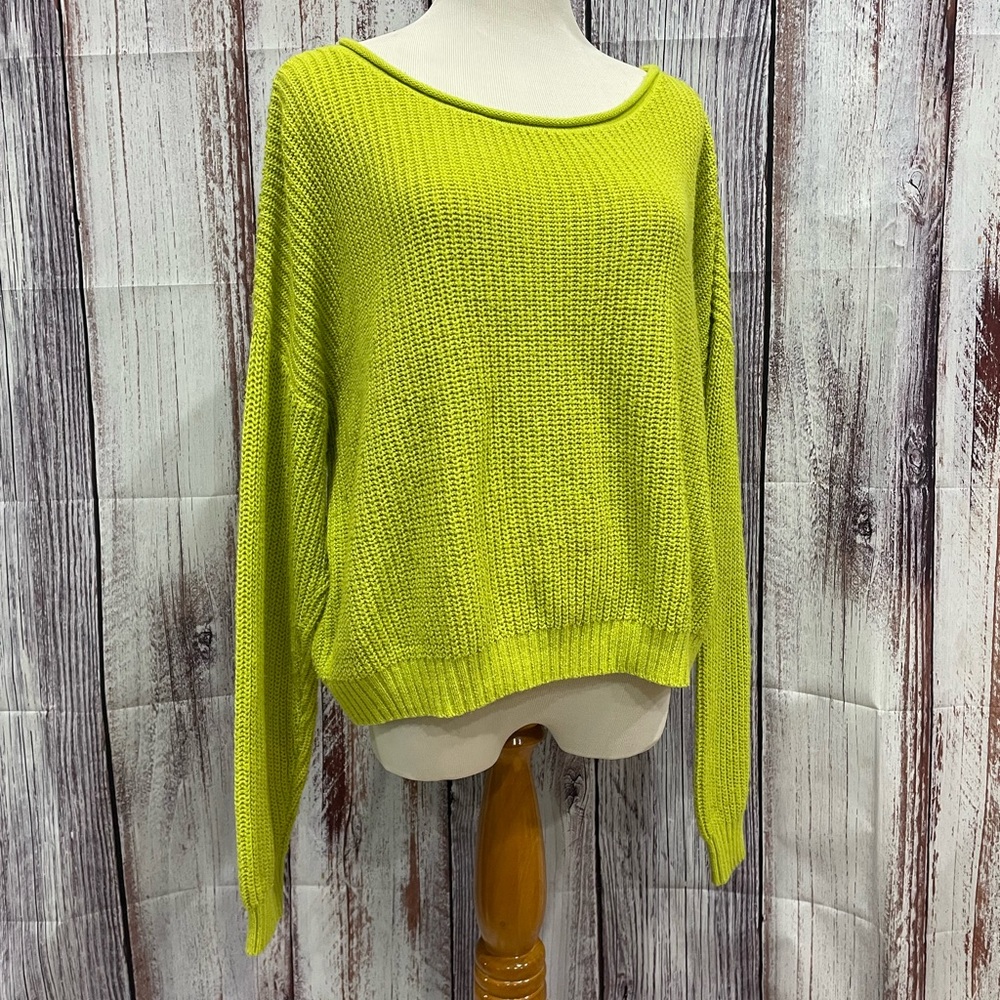 Wild Fable Oversized Slouchy Knit Neon Green Sweater Size XXL  #4036